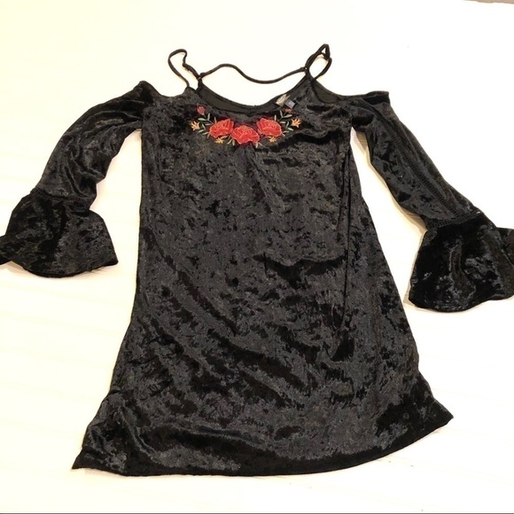 Disney Pixar Coco Black Velvet Cold Shoulder Dress - Picture 2 of 6